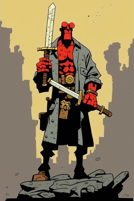 00381-1029291483-_lora_Mike Mignola Style_1_Mike Mignola Style - hellboy holding a gold greatsword in the style of mike mignola.png